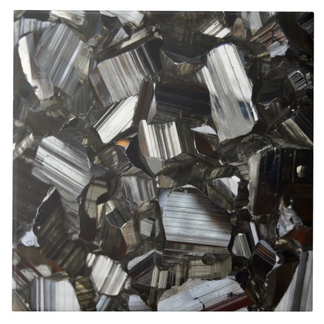 Carreau Cristaux de quartz brillants gris en métal (Devant)