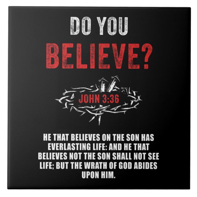 Carreau Crois-Tu ? Jean 3:36 Verse de la Bible (Devant)