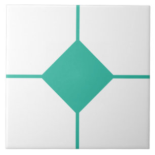 Carreau croisé diamant vert de mer et blanc