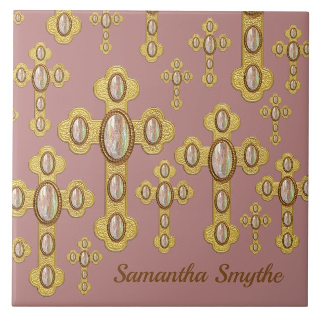 Carreau Croix avec 6 Opales Faux - (Devant)