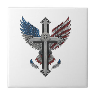 Carreau Croix de l'aigle patriotique Gravure vintage vecte