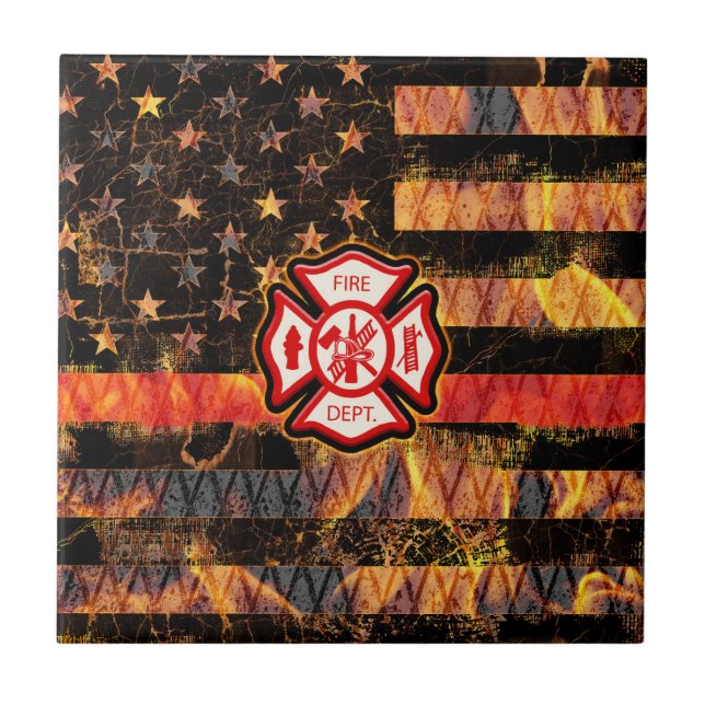 Carreau Croix et flammes des pompiers (Devant)