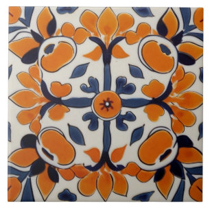 Carreau Croix géométrique bleue orange Méditerranée Abstra