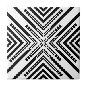 Carreau Croix géométrique noire et blanche