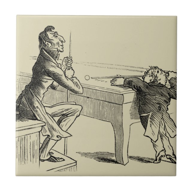 Carreau Croquis au crayon de deux hommes jouant au billard (Devant)