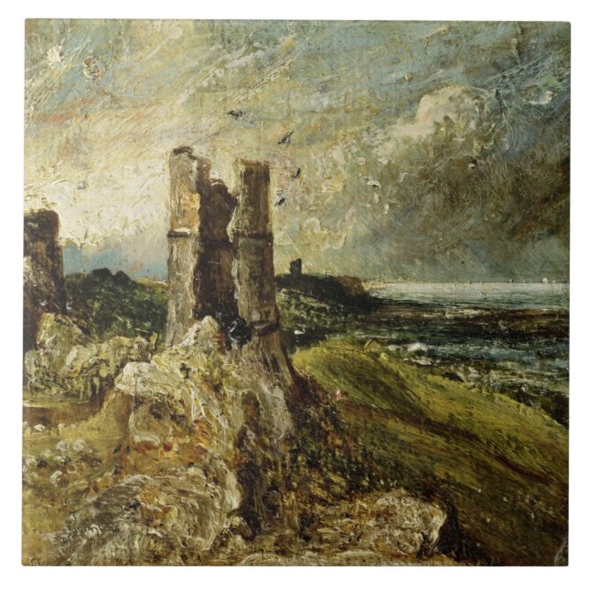 Carreau Croquis de château de Hadleigh (recto) (huile sur (Devant)