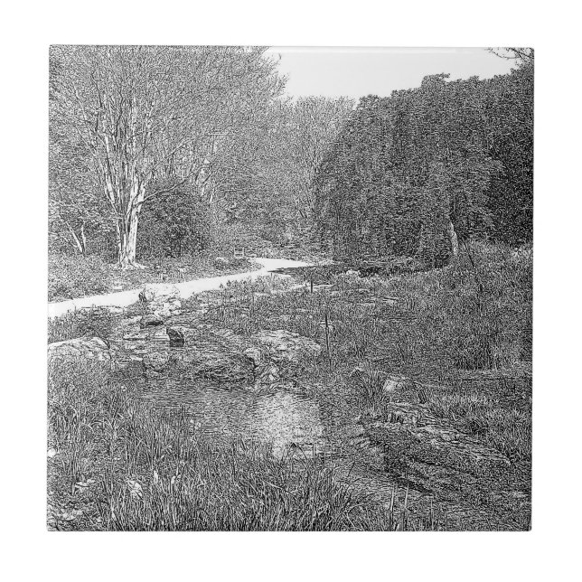 Carreau Croquis de nature blanche et noire (Devant)