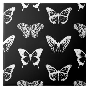 Carreau Croquis papillon, blanc et noir