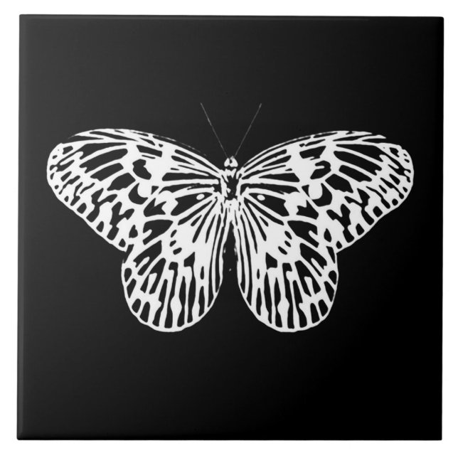 Carreau Croquis papillon, blanc et noir (Devant)