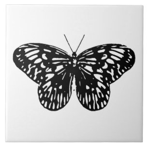 Carreau Croquis papillon, noir et blanc