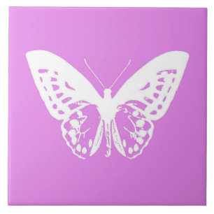 Carreau Croquis papillon, orchidée et blanc