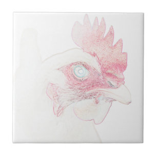Carreau Croquis sur la tête de coq de poulet funky