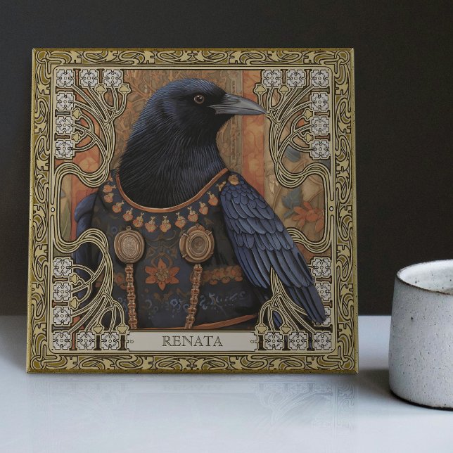 Carreau Crow Spirit Animal Nom Personnalisé Champ (Créateur téléchargé)