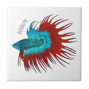 Carreau Crowntail betta fish dessin animé
