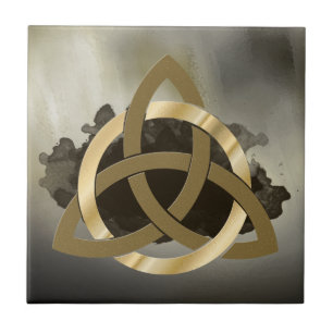 Carreau Cru cerclé d'or de noeud celtique de trinité