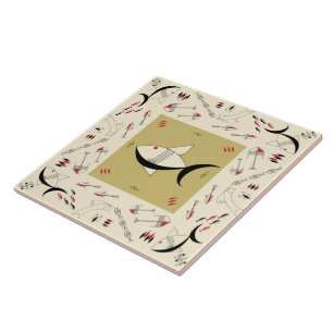 Carreau Cru de POISSONS FABULEUX des années 1950 de