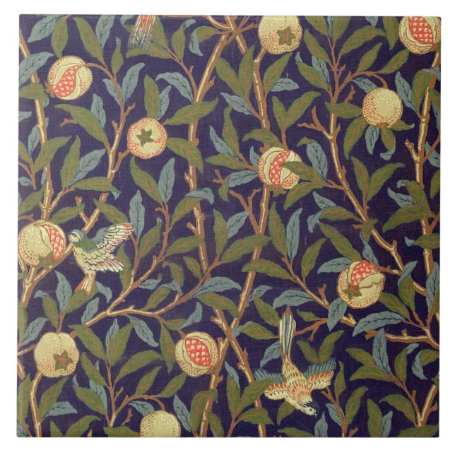 Carreau Cru d'oiseau et de grenade de William Morris (Devant)