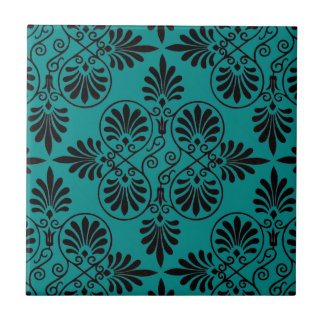 Carreau Cru grec de conception de motif noir turquoise de
