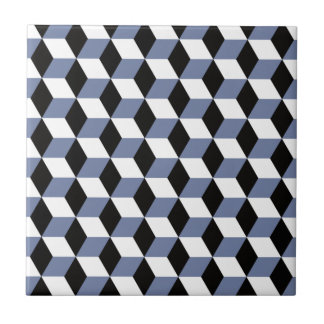 Carreau Cubes 3D bleu ciel noir et blanc Motif