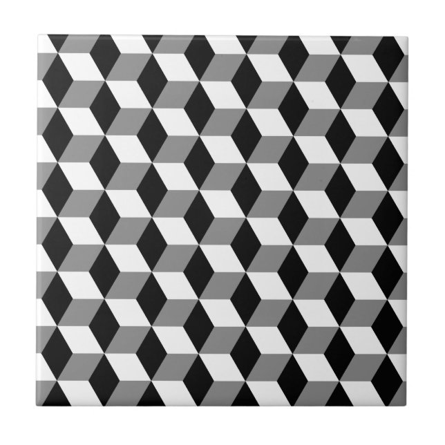 Carreau Cubes 3D gris, noir et blanc Motif (Devant)