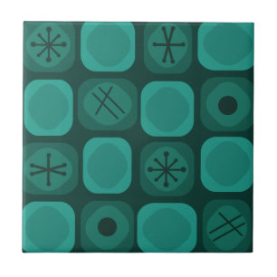 Carreau Cubes Soft Mod Art des années 1950 Turquoises