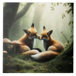 Carreau Cuddle Fox dans la forêt de Misty