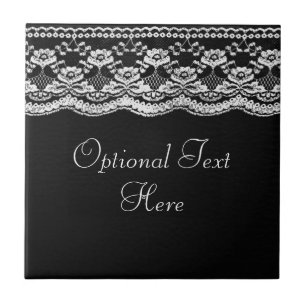 Carreau Cuir noir et blanc & dentelle