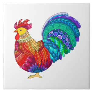 Carreau Cuisine colorée Poulet, Mandala Design