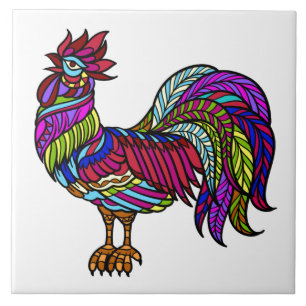 Carreau Cuisine colorée Poulet, Mandala Design