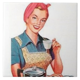 Carreau Cuisine de dame à café rétro vintage