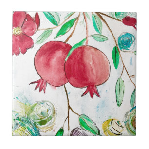 Carreau Cuisine de fruits rouges grenade aquarelle nourrit