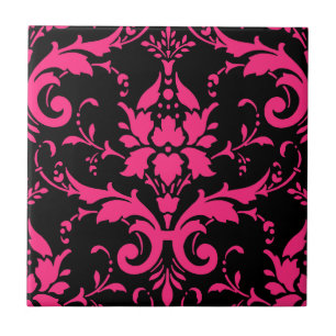 Carreau Cuisine de jumelage rose et noir Damas