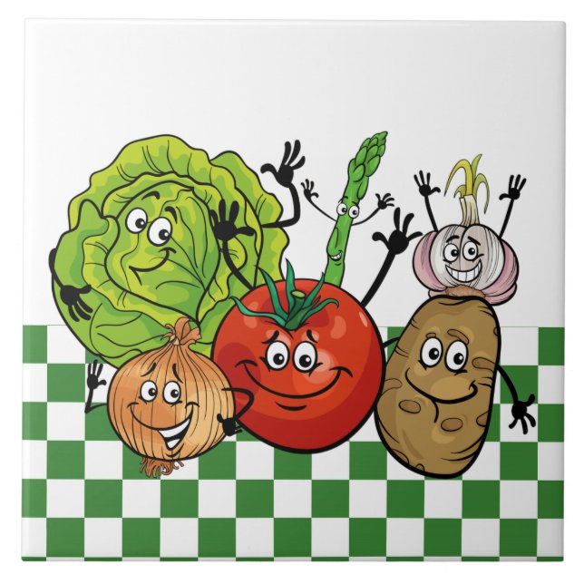 Carreau cuisine de légumes heureux (Devant)