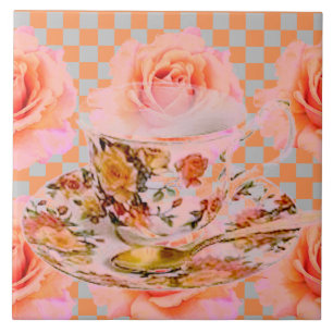 CARREAU CUISINE DREAM-THÉ ROSES & GOLD TEACUP