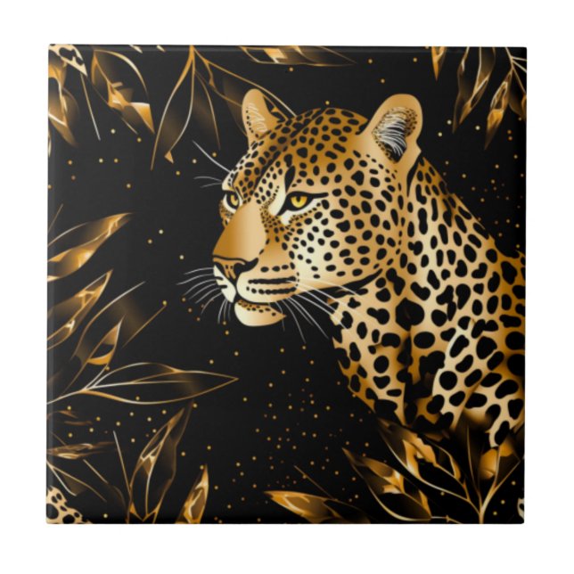 Carreau Cuisine Léopard Noir Cheetah Salle de bain (Devant)