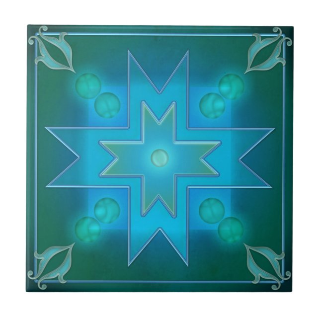 Carreau Cuisine Turquoise géométrique foncée ou carrelage  (Devant)