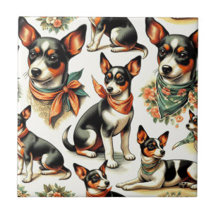 Carreau Cuisine Vintage Rat Terrier sans couture