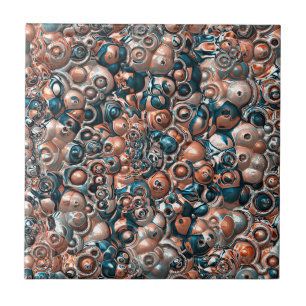 Carreau Cuivre 3D Et Abstrait Bleu