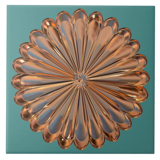 Carreau Cuivre d'art déco et médaillon de fleur de (Devant)