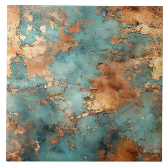 Carreau Cuivre Patina Rustique en céramique métallique (Devant)
