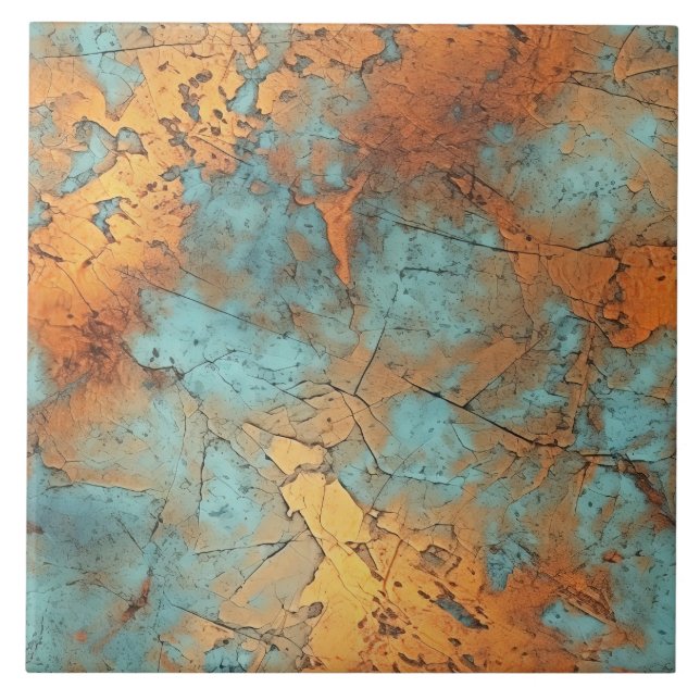 Carreau Cuivre Patina Rustique en céramique métallique (Devant)