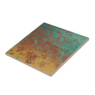 Carreau Cuivre Turquoise Bleu Orange Texture Brown