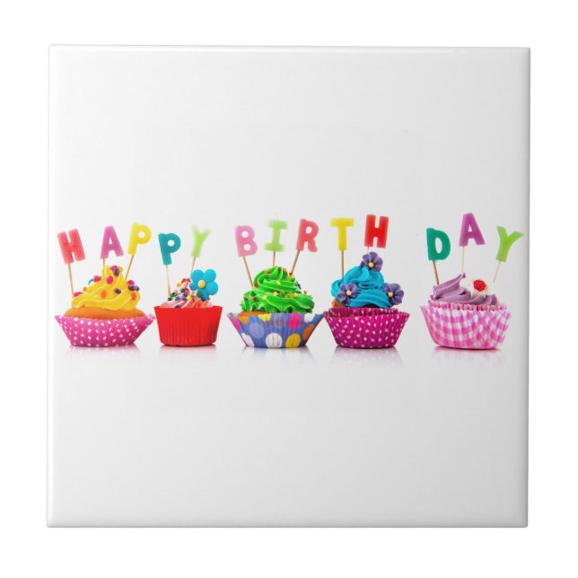 Carreau Cupcakes de Joyeux Anniversaire (Devant)