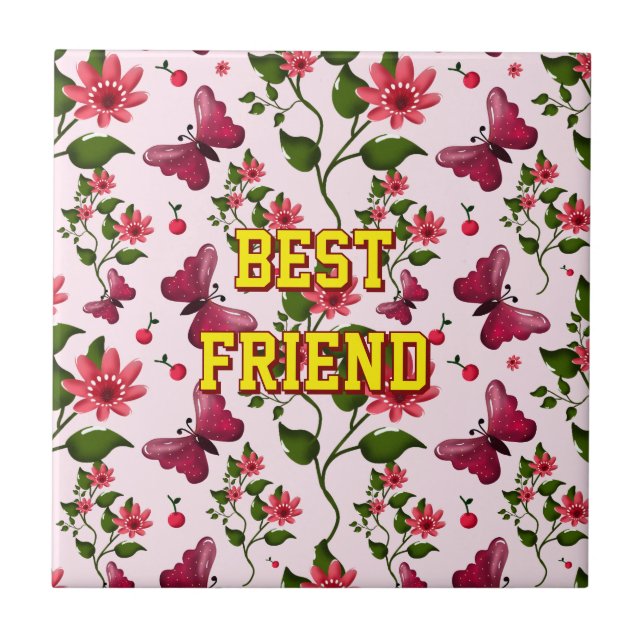 Carreau Custom and personalized floral Butterfly pattern  (Devant)