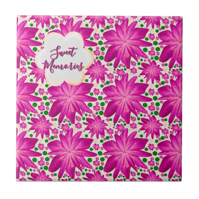 Carreau Custom Hot Pink Floral Seamless Pattern  (Devant)