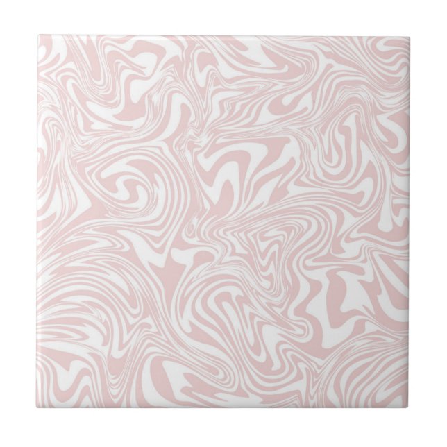 Carreau Cute Abstract Pink & White Ceramic Tile (Devant)