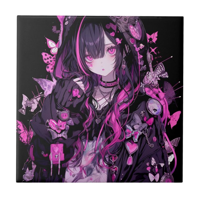 Carreau Cute Anime Goth Girl (Devant)