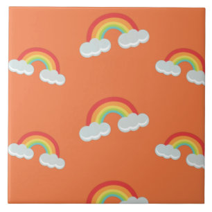 Carreau Cute arc-en-ciel avec Motif nuages
