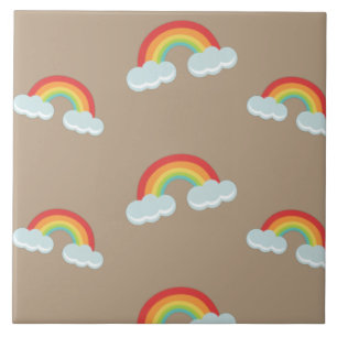 Carreau Cute arc-en-ciel avec Motif nuages