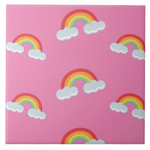 Carreau Cute arc-en-ciel avec Motif nuages